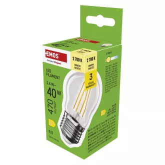EMOS LED FLM MINI GL 3.4W(40W) 470lm E27 WW
