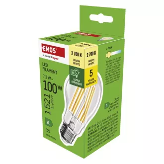 EMOS LED FLM A60 7.2W(100W) 1521lm E27 WW A KLASA
