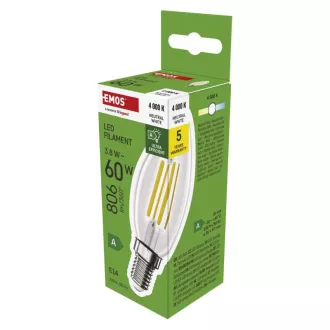 EMOS LED FLM SVIJEĆA 3.8W(60W) 806lm E14 NW A KLASA