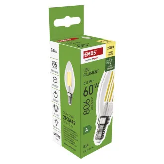 EMOS LED FLM SVIJEĆA 3.8W(60W) 806lm E14 WW A KLASA EMOS LED FLM SVIJEĆA 3.8W(60W) 806lm E14 WW A KLASA