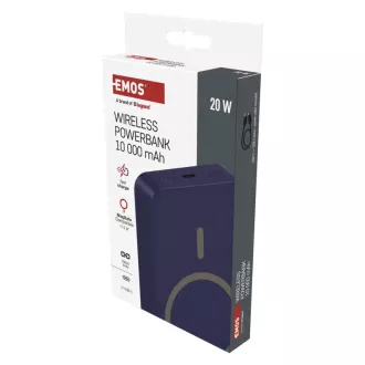 EMOS POWERBANK WI 1046, bežično punjenje 20W, 10.000mAh, PLAVA, 1xUSB-C