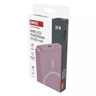 EMOS POWERBANK WI1046, bežično punjenje 20W, 10.000mAh, BOJA OD LOSOSA, 1xUSB-C
