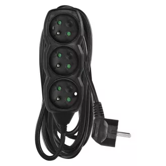 EMOS produžni kabel s 3 kontakta/5 m, crni, 1,5 mm