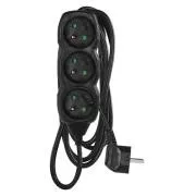 EMOS produžni kabel s 3 kontakta/3 m, crni, 1,5 mm
