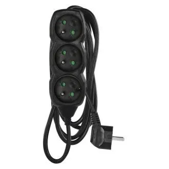 EMOS produžni kabel s 3 kontakta/3 m, crni, 1,5 mm EMOS produžni kabel s 3 kontakta/3 m, crni, 1,5 mm