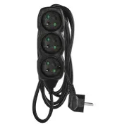 EMOS produžni kabel s 3 kontakta/3 m, crni, 1,5 mm
