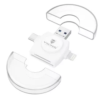 VIKING ČITAČ MEMORIJSKIH KARTICA V4 USB3.0 4V1 bijeli VIKING ČITAČ MEMORIJSKIH KARTICA V4 USB3.0 4V1 bijeli