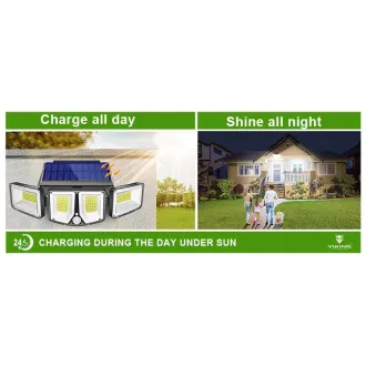 Vanjska solarna LED svjetiljka sa senzorom pokreta VIKING S180/1200lm/2200mAh/3 načina rada/IP65