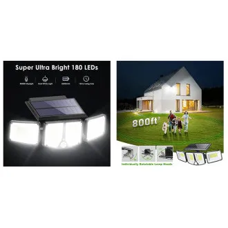 Vanjska solarna LED svjetiljka sa senzorom pokreta VIKING S180/1200lm/2200mAh/3 načina rada/IP65 Vanjska solarna LED svjetiljka sa senzorom pokreta VIKING S180/1200lm/2200mAh/3 načina rada/IP65