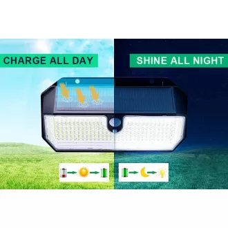 Vanjska solarna LED svjetiljka sa senzorom pokreta VIKING S282/2600lm/2200mAh/3 načina rada/IP65 Vanjska solarna LED svjetiljka sa senzorom pokreta VIKING S282/2600lm/2200mAh/3 načina rada/IP65