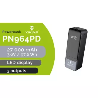 Viking PN-964PD 27000 mAh/Izlaz: 1xUSB-A, 2xUSB-C/Ulaz: 2xUSB-C/LED zaslon