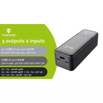 Viking PN-964PD 27000 mAh/Izlaz: 1xUSB-A, 2xUSB-C/Ulaz: 2xUSB-C/LED zaslon