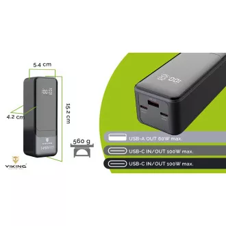 Viking PN-964PD 27000 mAh/Izlaz: 1xUSB-A, 2xUSB-C/Ulaz: 2xUSB-C/LED zaslon