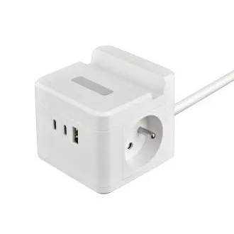 VIKING YC23H adapter za napajanje, bijeli/Izlaz: 2xAC, 1xUSB-A, 2xUSB-C/držač za mobitel/LED svjetlo/kabel od 1,4 m VIKING YC23H adapter za napajanje, bijeli/Izlaz: 2xAC, 1xUSB-A, 2xUSB-C/držač za mobitel/LED svjetlo/kabel od 1,4 m