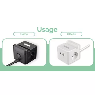 VIKING YC23H adapter za napajanje, crni/Izlaz: 2xAC, 1xUSB-A, 2xUSB-C/držač za mobitel/LED svjetlo/kabel od 1,4 m