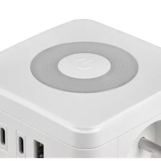 VIKING YC23L adapter za napajanje, bijeli/Izlaz: 2xAC, 1xUSB-A, 2xUSB-C/svjetlo na dodir/kabel od 1,4 m