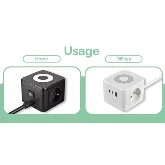 VIKING YC23L adapter za napajanje, crni/Izlaz: 2xAC, 1xUSB-A, 2xUSB-C/LED svjetlo osjetljivo na dodir/kabel od 1,4 m