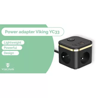 VIKING YC33 adapter za napajanje, bijeli/Izlaz: 3xAC, 1xUSB-A, 2xUSB-C/Tipka UKLJUČENO/ISKLJUČENO/Kabel od 1,4 m VIKING YC33 adapter za napajanje, bijeli/Izlaz: 3xAC, 1xUSB-A, 2xUSB-C/Tipka UKLJUČENO/ISKLJUČENO/Kabel od 1,4 m