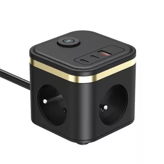 VIKING YC33 adapter za napajanje, crni/Izlaz: 3xAC, 1xUSB-A, 2xUSB-C/Tipka UKLJUČENO/ISKLJUČENO/Kabel od 1,4 m VIKING YC33 adapter za napajanje, crni/Izlaz: 3xAC, 1xUSB-A, 2xUSB-C/Tipka UKLJUČENO/ISKLJUČENO/Kabel od 1,4 m