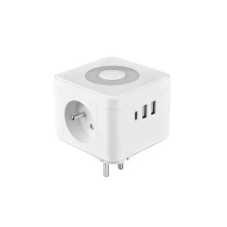 VIKING Y23L adapter za napajanje, bijeli/Izlaz: 2xAC, 1xUSB-A, 2xUSB-C/LED svjetlo na dodir