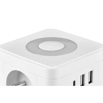 VIKING Y23L adapter za napajanje, bijeli/Izlaz: 2xAC, 1xUSB-A, 2xUSB-C/LED svjetlo na dodir