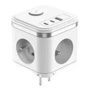 VIKING Y33 adapter za napajanje, bijeli/Izlaz: 3xAC, 1xUSB-A, 2xUSB-C/Tipka UKLJUČENO/ISKLJUČENO