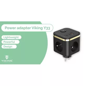 VIKING Y33 adapter za napajanje, bijeli/Izlaz: 3xAC, 1xUSB-A, 2xUSB-C/Tipka UKLJUČENO/ISKLJUČENO