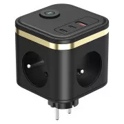 VIKING Y33 adapter za napajanje, crni/Izlaz: 3xAC, 1xUSB-A, 2xUSB-C/Tipka UKLJUČENO/ISKLJUČENO