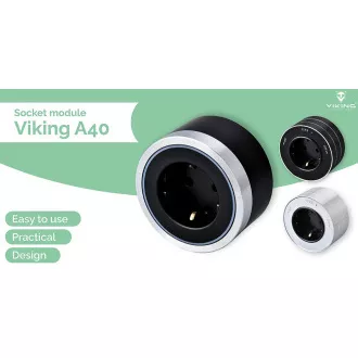 Modul utičnice Viking A40SB, srebrno-crni/izlazi - 1xAC/snaga do 2500W/230V,16A,50Hz/Tip utičnice