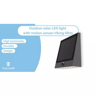 Vanjska solarna LED svjetiljka Viking SR25/Senzor pokreta/1000 lm/4 načina rada/IP54/dnevno bijela