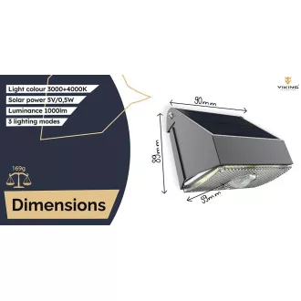 Vanjska solarna LED svjetiljka Viking SR11/1000lm /solarno napajanje /3000K + 4000K (toplo i dnevno bijela)