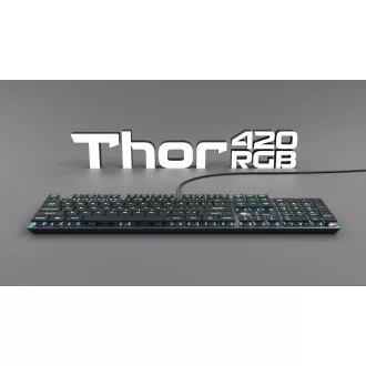 Genesis gaming mehanička tipkovnica THOR 420/RGB/Content Slim Blue/Žičani USB/US raspored/Siva