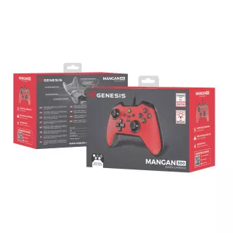 Genesis MANGAN 300 žični gamepad, za PC/Switch/Mobile, crveni