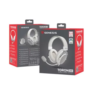 Gaming slušalice s mikrofonom Genesis TORON 301/Stereo/Jack/Žica/Stalak/Bijele