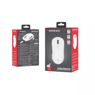 Genesis gaming miš ZIRCON 660/Gaming/Optički/12.000 DPI/Žičani/Bežični/Bijeli