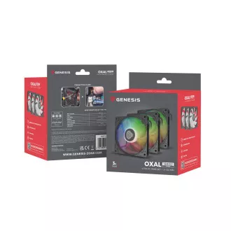 Genesis OXAL 120 ARGB ventilator, pakiranje od 3 komada, crni