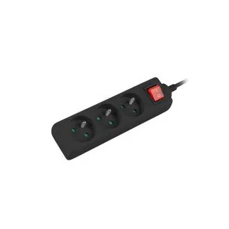 Produžni kabel Lanberg PS1, 3 utičnice, prekidač 3m, crni Produžni kabel Lanberg PS1, 3 utičnice, prekidač 3m, crni