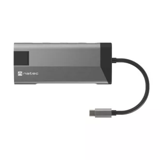 Natec multiport adapter FOWLER PLUS HUB 8 u 1, USB 3.0 3X, HDMI 4K, USB-C PD, RJ45, SD, MICRO