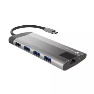 Natec multiport adapter FOWLER PLUS HUB 8 u 1, USB 3.0 3X, HDMI 4K, USB-C PD, RJ45, SD, MICRO