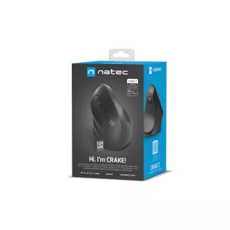 Natec CRAKE 2/Uredski/Optički/Za ljevoruke/2400 DPI/USB+BT/Crni