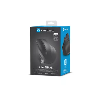 Natec CRAKE 2/Office/Optički/Dešnjak/2400 DPI/USB+BT/Crni