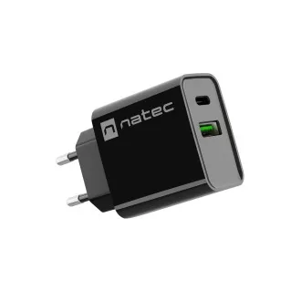 Univerzalni punjač Natec RIBERA 20W 1X USB-A + 1X USB-C, crni