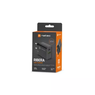 Univerzalni punjač Natec RIBERA 20W 1X USB-A + 1X USB-C, crni