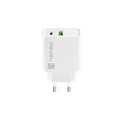 Univerzalni punjač Natec RIBERA 20W 1X USB-A + 1X USB-C, bijeli