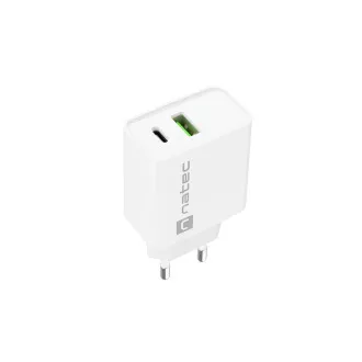 Univerzalni punjač Natec RIBERA 20W 1X USB-A + 1X USB-C, bijeli Univerzalni punjač Natec RIBERA 20W 1X USB-A + 1X USB-C, bijeli