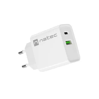 Univerzalni punjač Natec RIBERA 20W 1X USB-A + 1X USB-C, bijeli Univerzalni punjač Natec RIBERA 20W 1X USB-A + 1X USB-C, bijeli