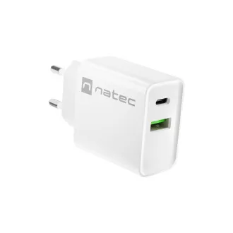 Univerzalni punjač Natec RIBERA 20W 1X USB-A + 1X USB-C, bijeli Univerzalni punjač Natec RIBERA 20W 1X USB-A + 1X USB-C, bijeli