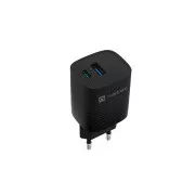 Univerzalni USB punjač Natec RIBERA GaN 30 W, 1X USB-A, 1X USB-C, crni