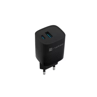 Univerzalni USB punjač Natec RIBERA GaN 30 W, 1X USB-A, 1X USB-C, crni Univerzalni USB punjač Natec RIBERA GaN 30 W, 1X USB-A, 1X USB-C, crni