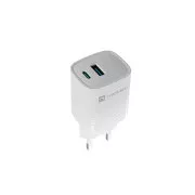 Univerzalni USB punjač Natec RIBERA GaN 30W, 1X USB-A, 1X USB-C, bijeli